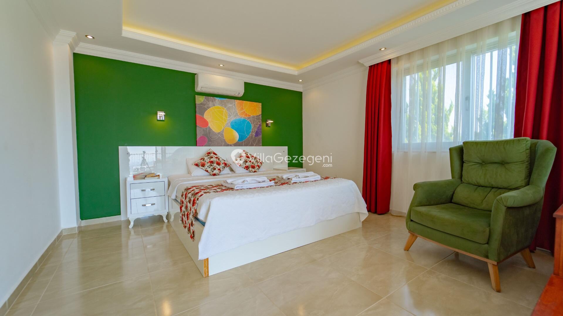 Villa Lina Yatak odası 2 – Üzümlü kiralık villa