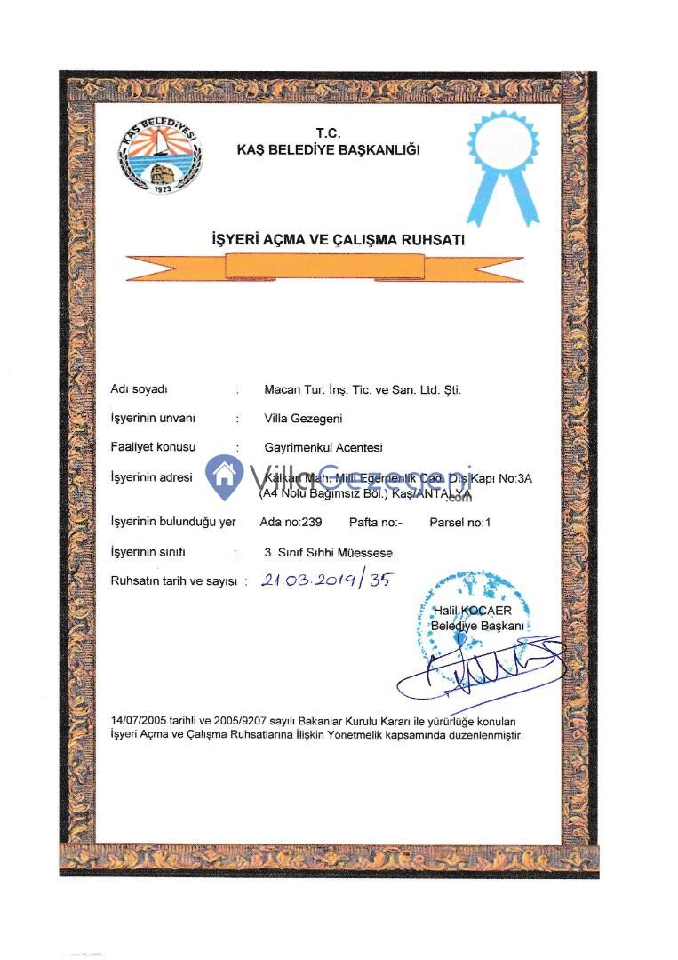 İşyeri Açma ve Çalışma Ruhsatı
