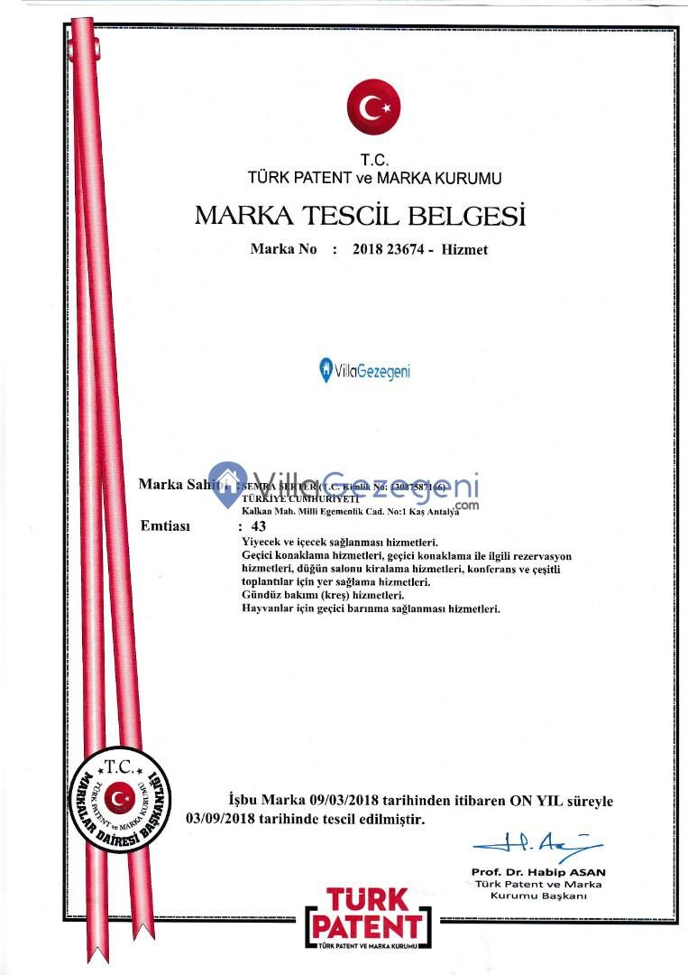 TÜRKPATENT Marka Tescil Belgesi